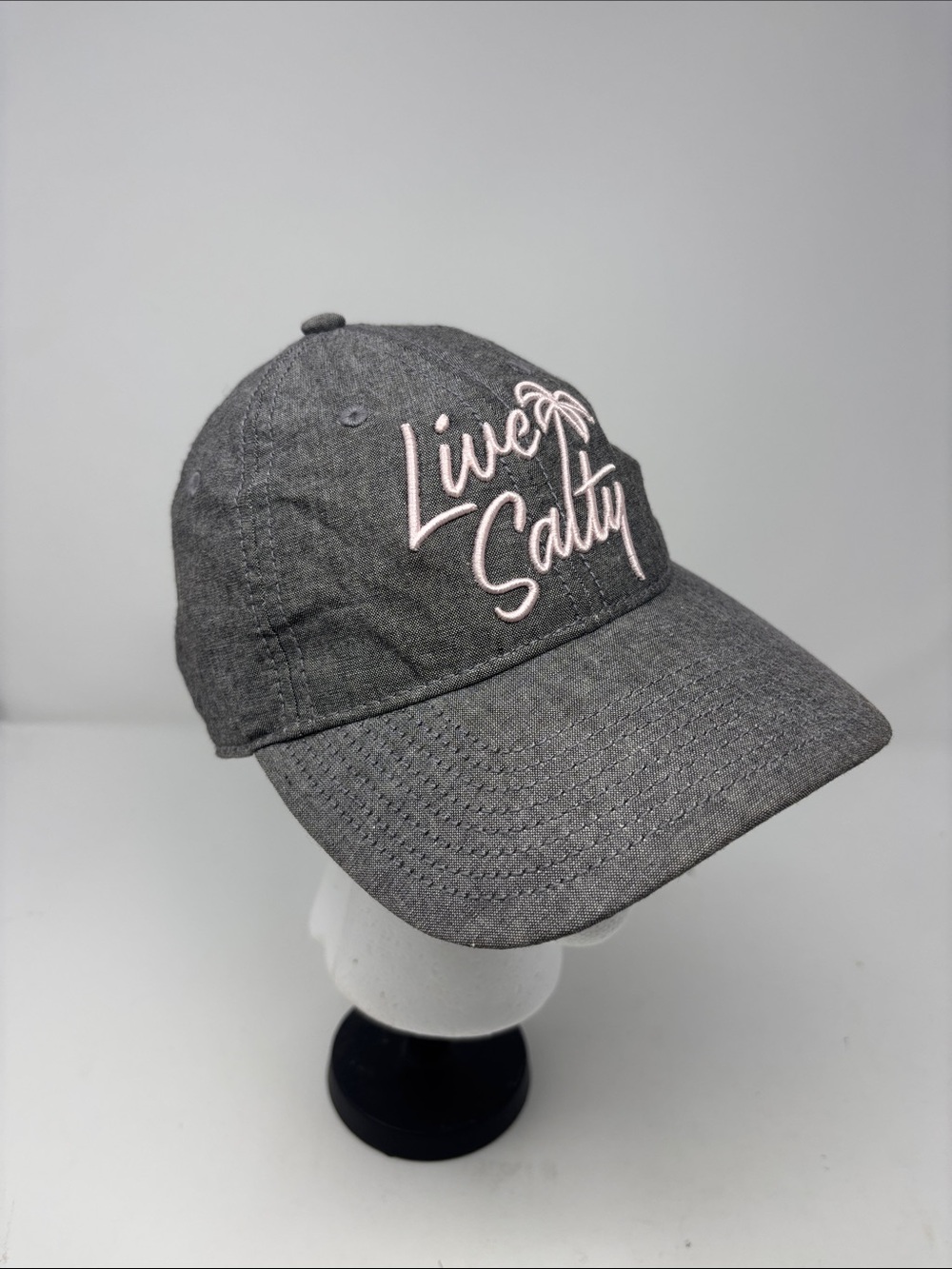 Salt Life Gray Hat with Pink 'Live Salty' Embroidery